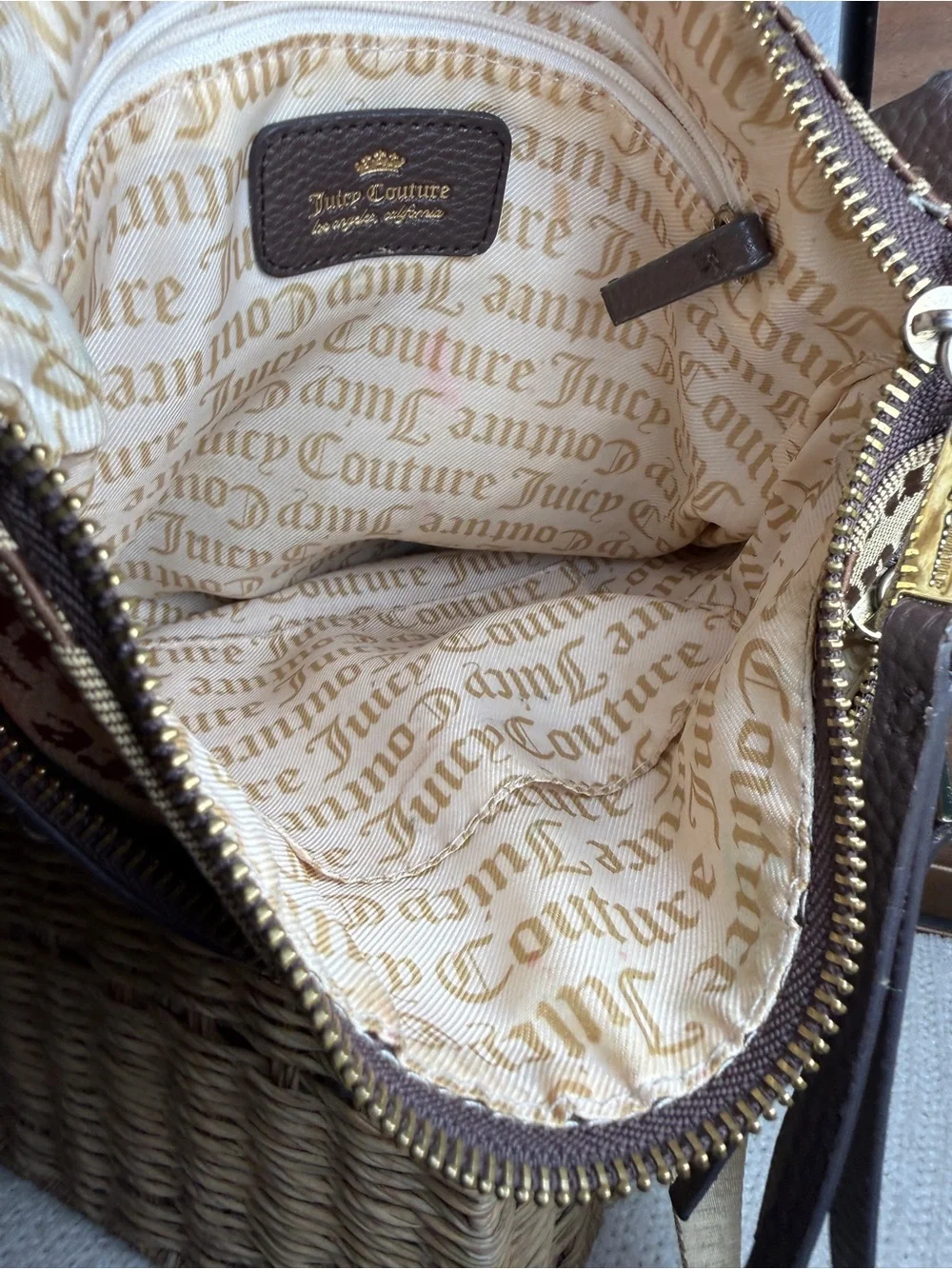 Juicy Couture Red Heart Accent Logo Tote with Matching Red Card Case